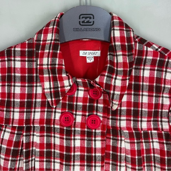 DB Sport Women's Size M Plaid Coat Red Brown Black NWT Made In The USA - Picture 4 of 12